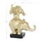 Gold Polystone Contemporary Elephant Sculpture, 10" x 8" x 6"